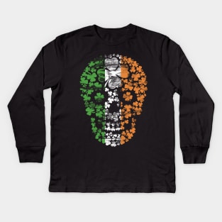 Irish flag shamrock skull saint patrick's day Kids Long Sleeve T-Shirt